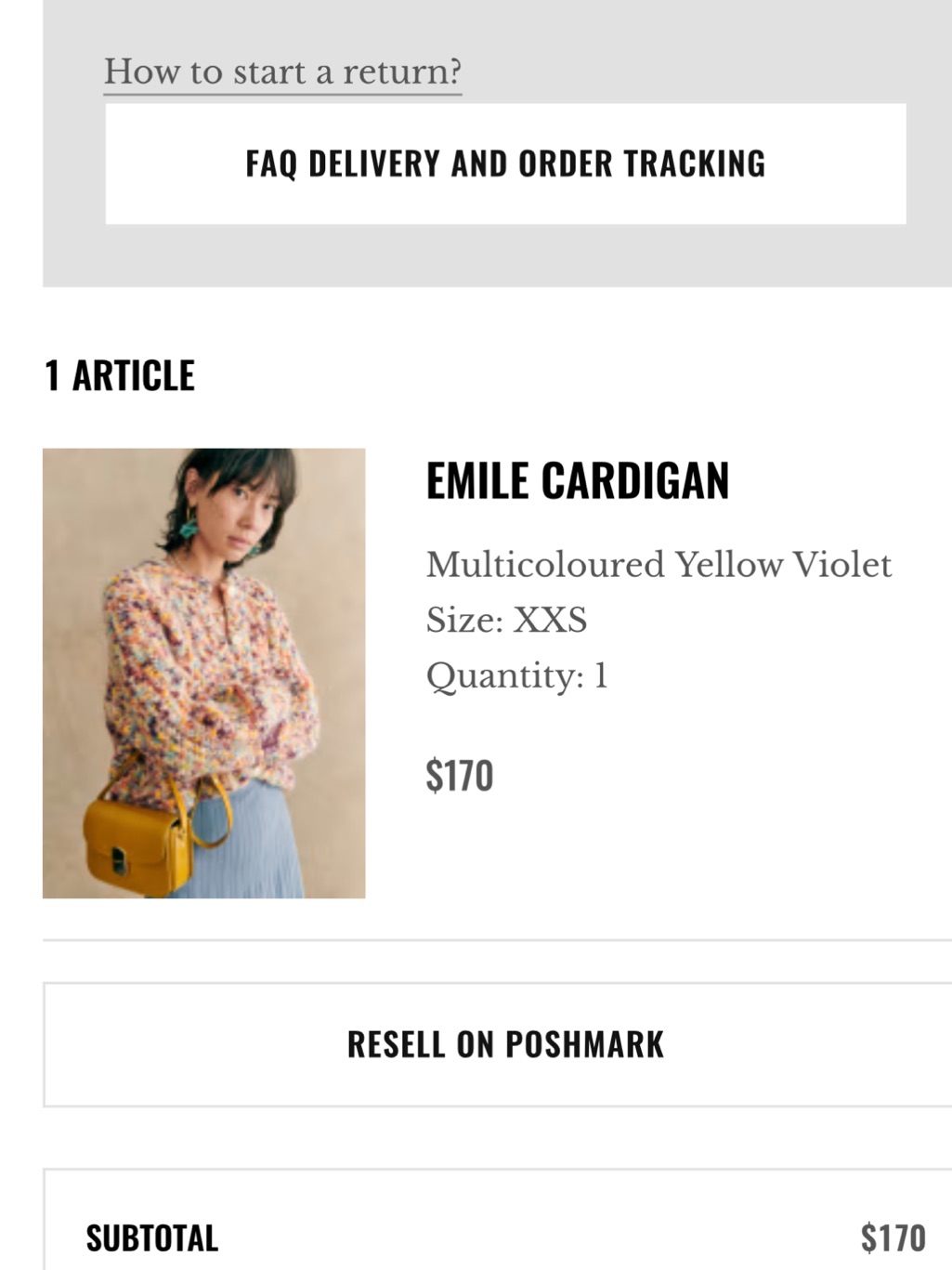 Sezane Emile Multicolored Cardigan - Yellow, Violet, Pink